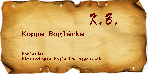 Koppa Boglárka névjegykártya